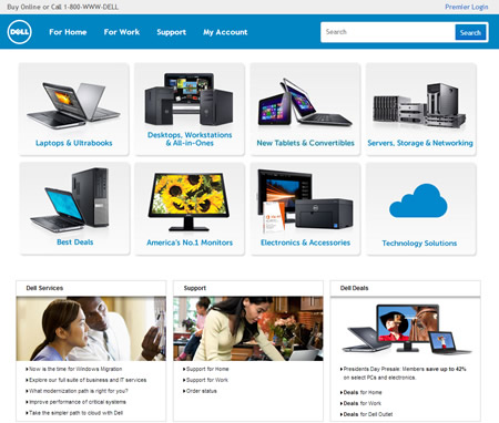 Dell homepage